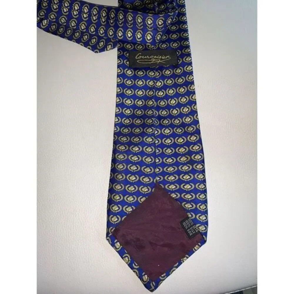 Courvoisier Necktie‎ Blue Yellow Geometric Silk
